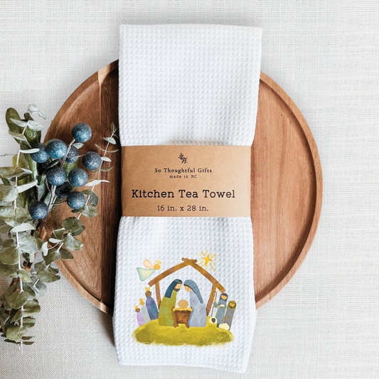 Christmas Dish Towel - Nativity Watercolor