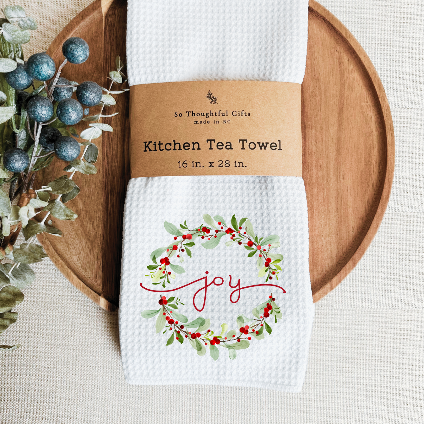 Christmas Dish Towel - Joy Wreath