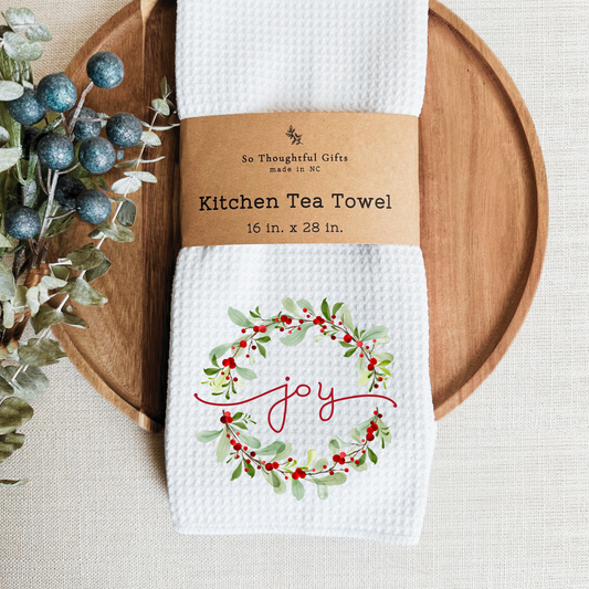 Christmas Dish Towel - Joy Wreath