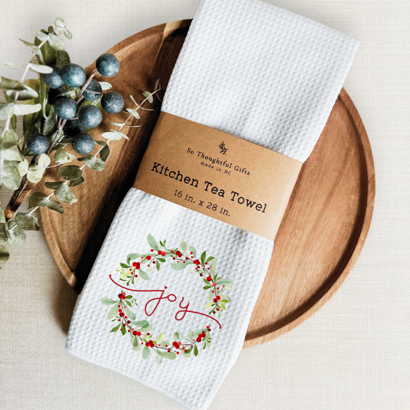 Christmas Dish Towel - Joy Wreath
