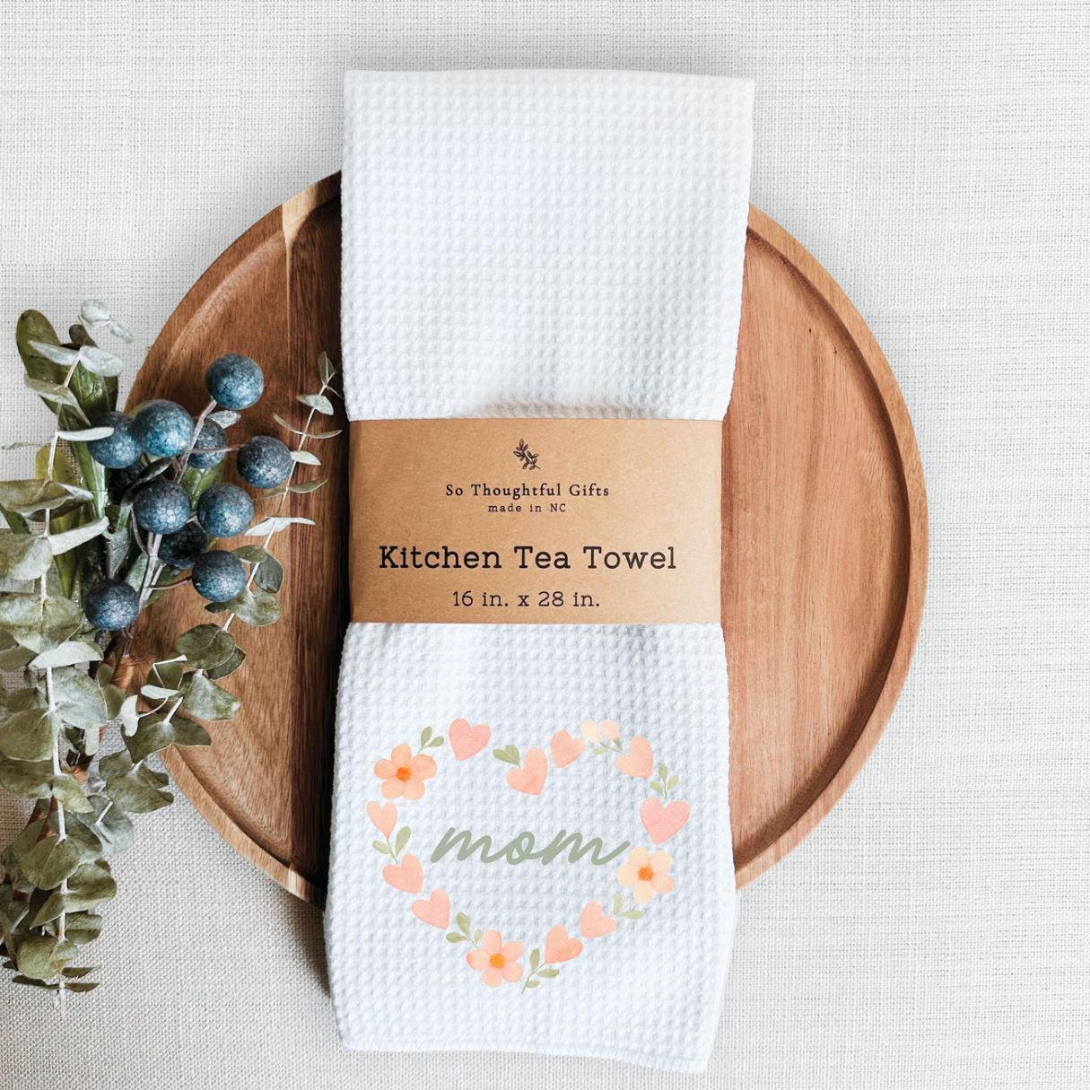 Mother’s Day Dish Towel - Mom Watercolor wreath