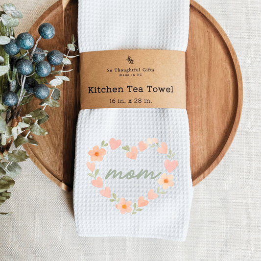 Mother’s Day Dish Towel - Mom Watercolor wreath