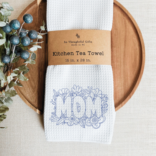 Mother’s Day Dish Towel - MOM (Dusty Blue)