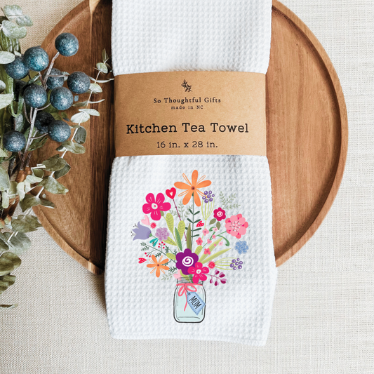 Mother’s Day Dish Towel - Flowers w/ Mom Tag