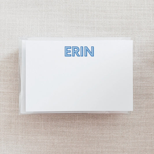 Custom Shadow Text Note Card Set - Light Blue