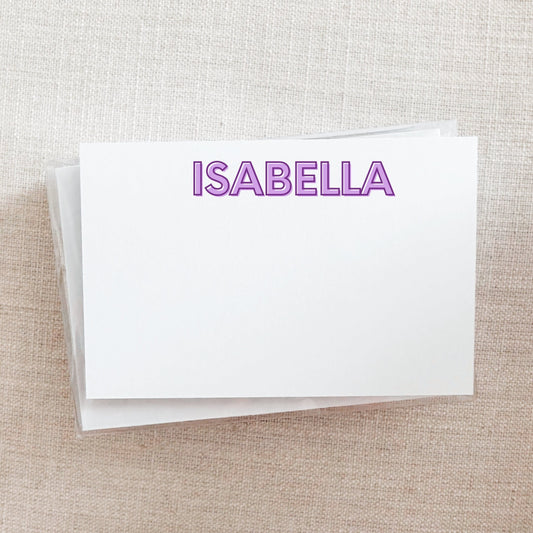 Custom Shadow Text Note Card Set - Purple