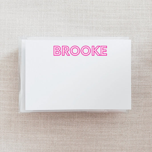 Custom Shadow Text Note Card Set - Pink